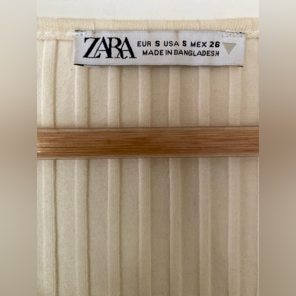 Zara Cream Ribbed Knit Dress - Picture 3 of 5